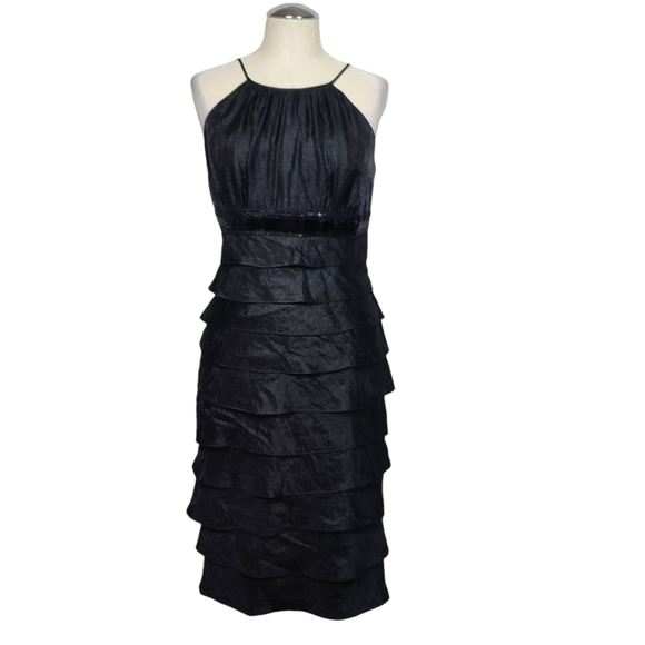 Cache Dresses & Skirts - Cache Black Ruffle Tiered Sleeveless Back Zip Dress 8